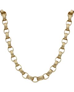 New 9ct Gold 26" Oval Pattern & Polish Belcher Necklace 2.8oz