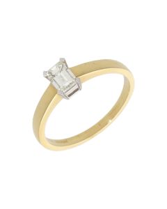 New 18ct Yellow Gold 0.50ct Emerald-Cut Diamond Solitaire Ring
