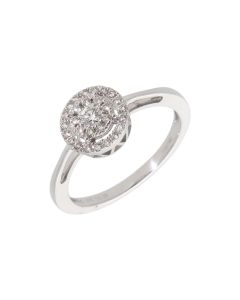New 9ct White Gold 0.25ct Diamond Halo Cluster Ring