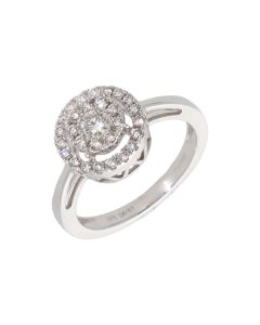 New 9ct White Gold 0.50ct Diamond Halo Cluster Ring