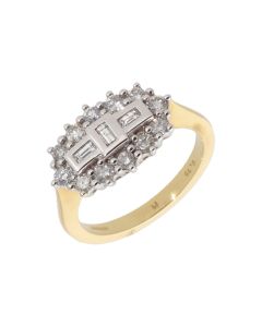 New 18ct Yellow Gold 0.75ct Diamond Boat Shaped Cluster Ring