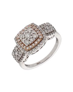 New 9ct White Gold 1.00ct Diamond Cluster Ring