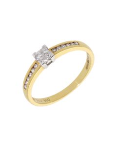 New 18ct Yellow Gold 0.25ct Princess Cut Diamond Ring