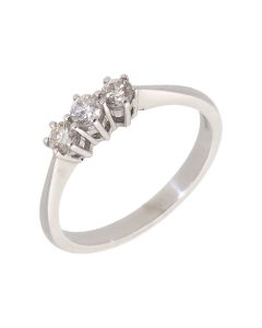 New 18ct White Gold 0.34ct Diamond Trilogy 3 Stone Ring