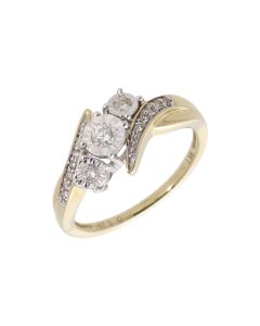 New 9ct Yellow Gold 0.25ct Diamond Trilogy Twist Ring