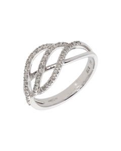 New 9ct White Gold 0.18ct Diamond Wave Design Ring