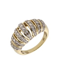 New 9ct Yellow Gold 1.02ct Diamond Wide Band Ring