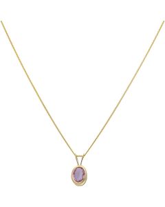 New 9ct Gold Amethyst Pendant & 18 Inch Necklace
