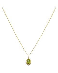 New 9ct Gold Peridot Pendant & 18 Inch Necklace