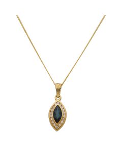 New 9ct Yellow Gold Sapphire & Diamond Pendnat & 18" Necklace