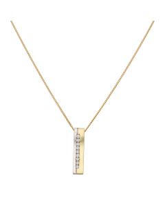 New 9ct 2 Colour Gold Bar Pendant & 18" Chain Necklace