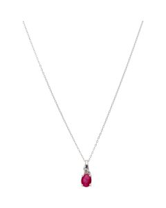 New 9ct White Gold Ruby & Diamond Pendant & 18" Necklace