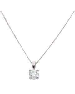 New 18ct White Gold 0.70ct Diamond Solitaire Pendant & Necklace