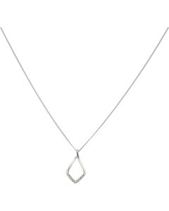 New 9ct White Gold Diamond Tear Drop & 18" Chain Necklace