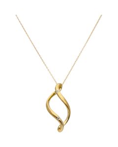 New 9ct White Gold Diamond Wave Pendant & 18" Chain Necklace