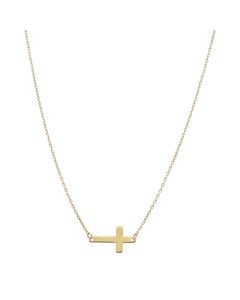 New 9ct Yellow Gold Sideways Resurrection Cross 18 Inch Necklace