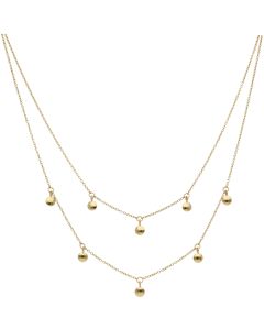 New 9ct Yellow Gold 18 & 20" Double Chain Necklace Circle Charm
