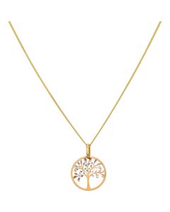 New 9ct 2 Colour Gold Tree Of Life Pendant & 18" Chain Necklace