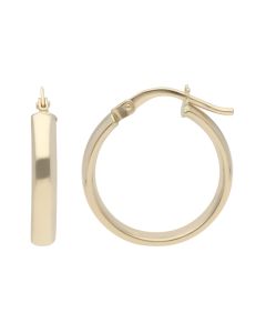 New 9ct Gold Polished Finish Round Creole Earrings