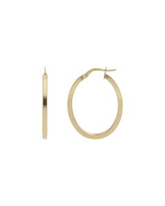 New 9ct Yellow Gold Polished Oval Creole Hoop Earrings
