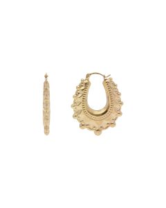 New 9ct Yellow Gold Oval Traditional Creole Hoop Earrings