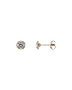 New 9ct Gold 5mm Cubic Zirconia Stud Earrings