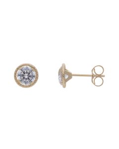 New 9ct Gold 6mm Cubic Zirconia Stud Earrings