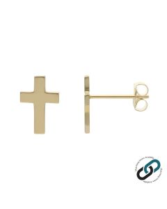 New 9ct Yellow Gold Small Cross Stud Earrings