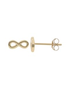 New 9ct Yellow Gold Infinity Symbol Stud Earrings