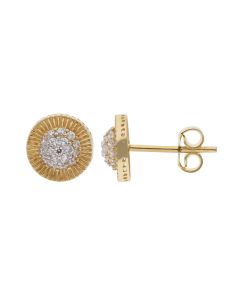 New 9ct Yellow Gold Cubic Zirconia Stud Earrings