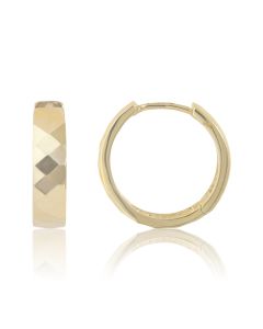 New 9ct Yellow Gold Faceted Huggie Hoop Earrings