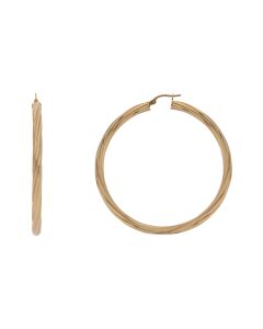 New 9ct Yellow Gold 60mm Twisted Hoop Creole Earrings