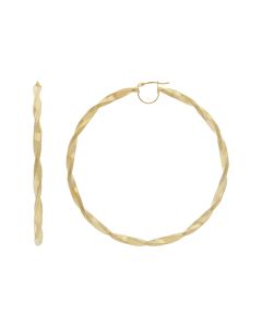 New 9ct Yellow Gold Diamond-Cut Large Twisted Hoop Earrings