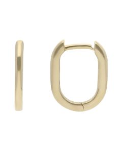 New 9ct Yellow Gold Small Rectangle Huggie Hoop Earrings