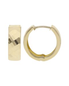 New 9ct Yellow Gold Wide Patterned Huggie Hoop Earrings