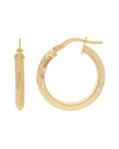 New 9ct Yellow Gold 20mm Diamond-Cut Small Hoop Earrings
