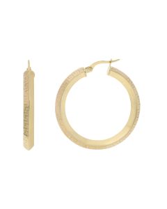 New 9ct Yellow Gold Greek Key Hoop Earrings