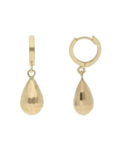 New 9ct Yellow Gold Huggie Clasp with Faceted Pear Drop Earrings