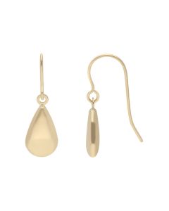 New 9ct Yellow Gold Tear Drop Shape Hook Through Drop Earrings