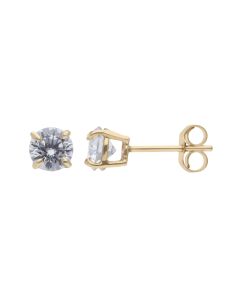New 9ct Yellow Gold 5mm Cubic Zirconia Stud Earrings