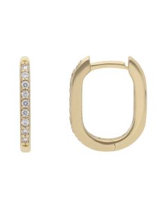 New 9ct Yellow Gold Stone Set Small Huggie Hoop Earrings