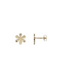 New 9ct Yellow Gold Cubic Zirconia Flower Stud Earrings