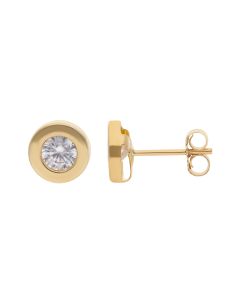 New 9ct Yellow Gold Cubic Zirconia Stud Earrings