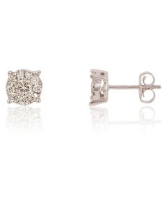 New 9ct White Gold 0.50 Carat Diamond Cluster Stud Earrings