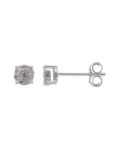 New 9ct White Gold 0.15ct Diamond Cluster Stud Earrings