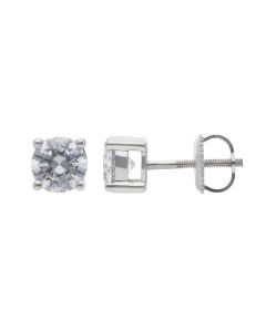 New 18ct White Gold 1.50ct Diamond Stud Earrings Screw Fittings