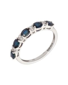 New 9ct White Gold Sapphire & Diamond Eternity Ring