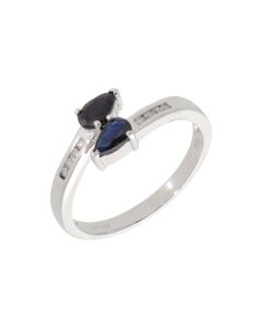 New 9ct Yellow Gold Sapphire & Diamond Cluster Dress Ring