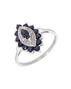 New 9ct White Gold Sapphire & Diamond Dress Ring