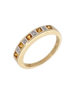 New 9ct Yellow Gold Yellow Sapphire & Diamond Eternity Ring